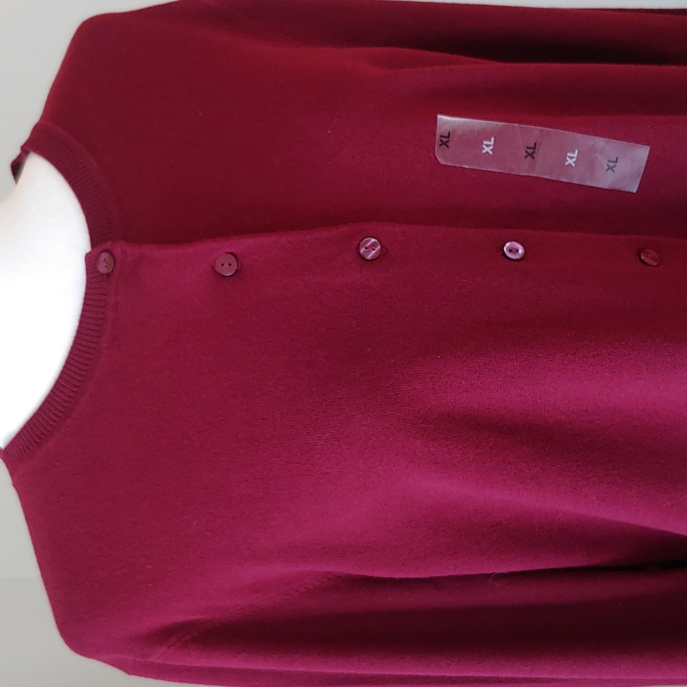 Karen Scott Women's Merlot Red Cardigan Long Sleeves Size XL NWT - Picture 6 of 17
